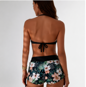 Tropical Bloom Drawstring Tankini Set
