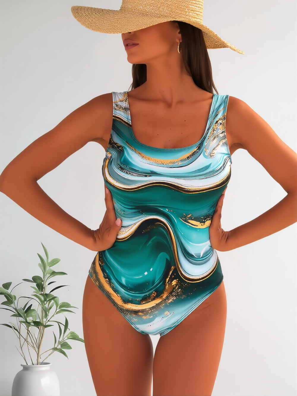 Lagoon Marble One-Piece Swimsuit