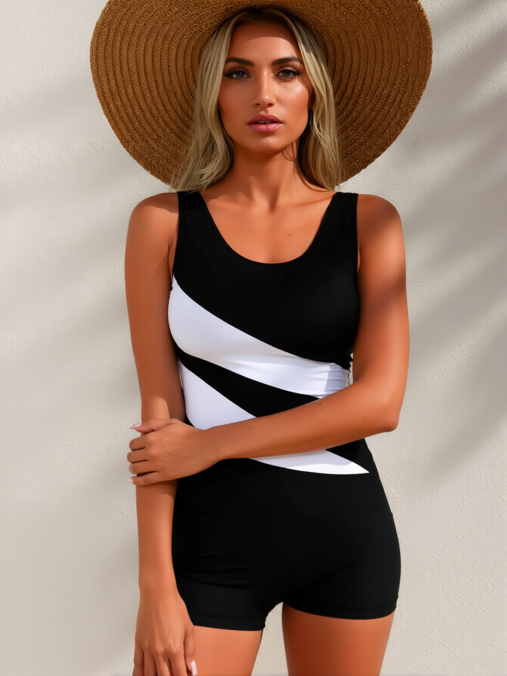 Monochrome Elegance One-Piece Swimsuit