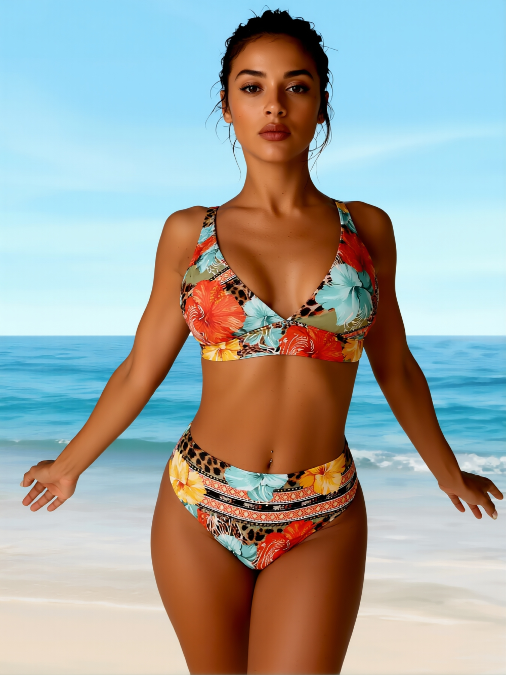 ARVONA Tropical Paradise Printed Bikini Set