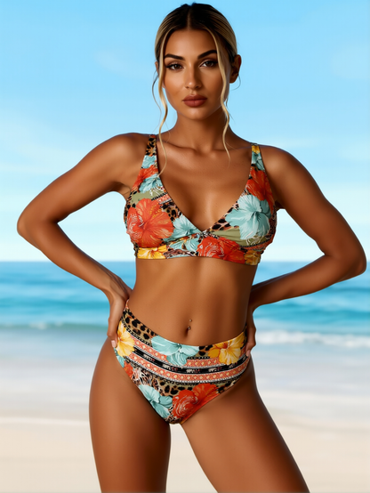 ARVONA Tropical Paradise Printed Bikini Set