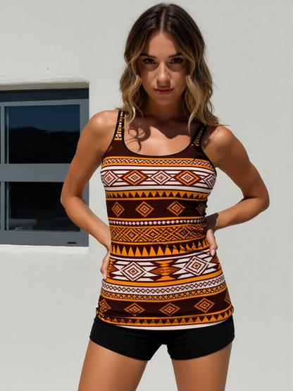 ARVONA Tribal Sunset Tankini Set