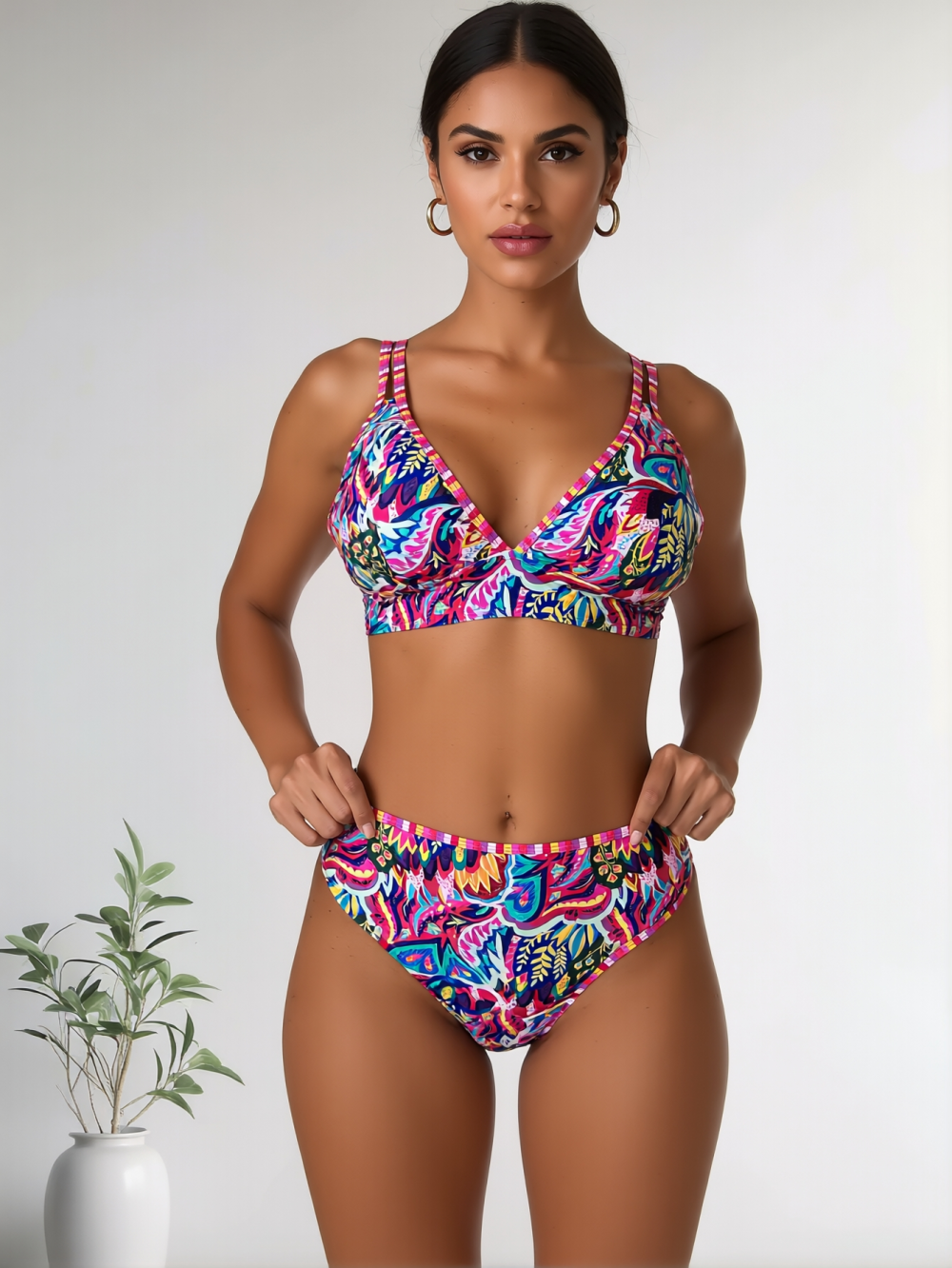ARVONA Tropical Bloom Printed Bikini Set