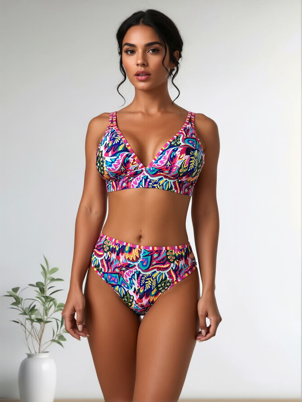 ARVONA Tropical Bloom Printed Bikini Set