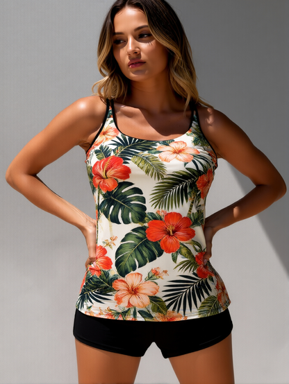 ARVONA Tropical Garden Floral Tankini Set
