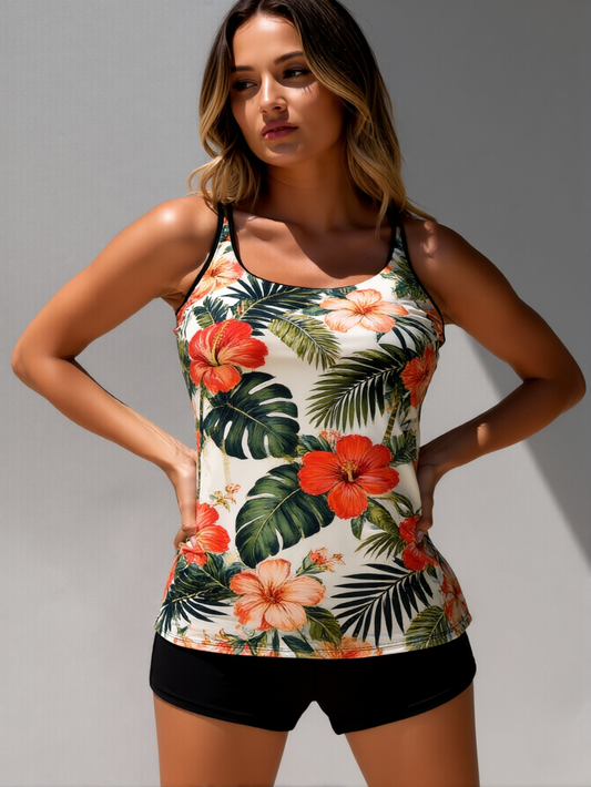 ARVONA Tropical Garden Floral Tankini Set