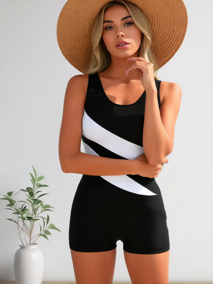 Monochrome Elegance One-Piece Swimsuit